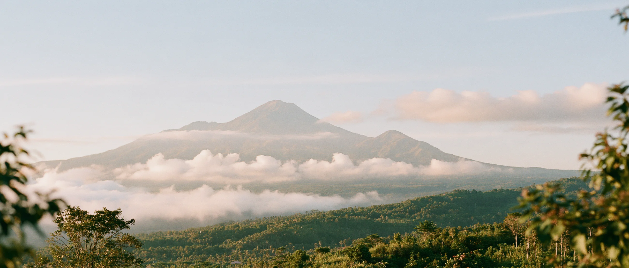 Mount Agung rising above the clouds in Bali