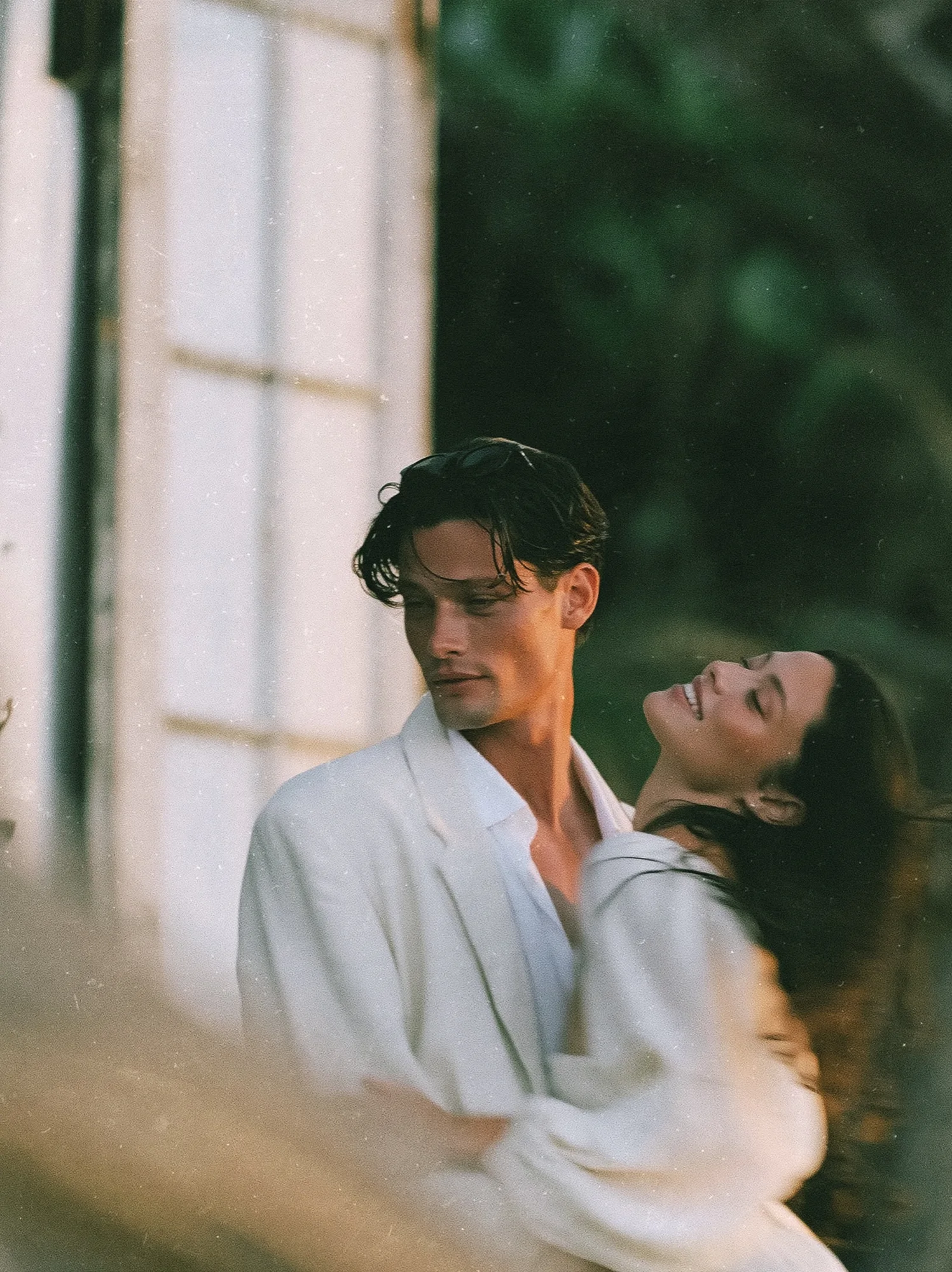 Couple at the doorway of a Bali villa