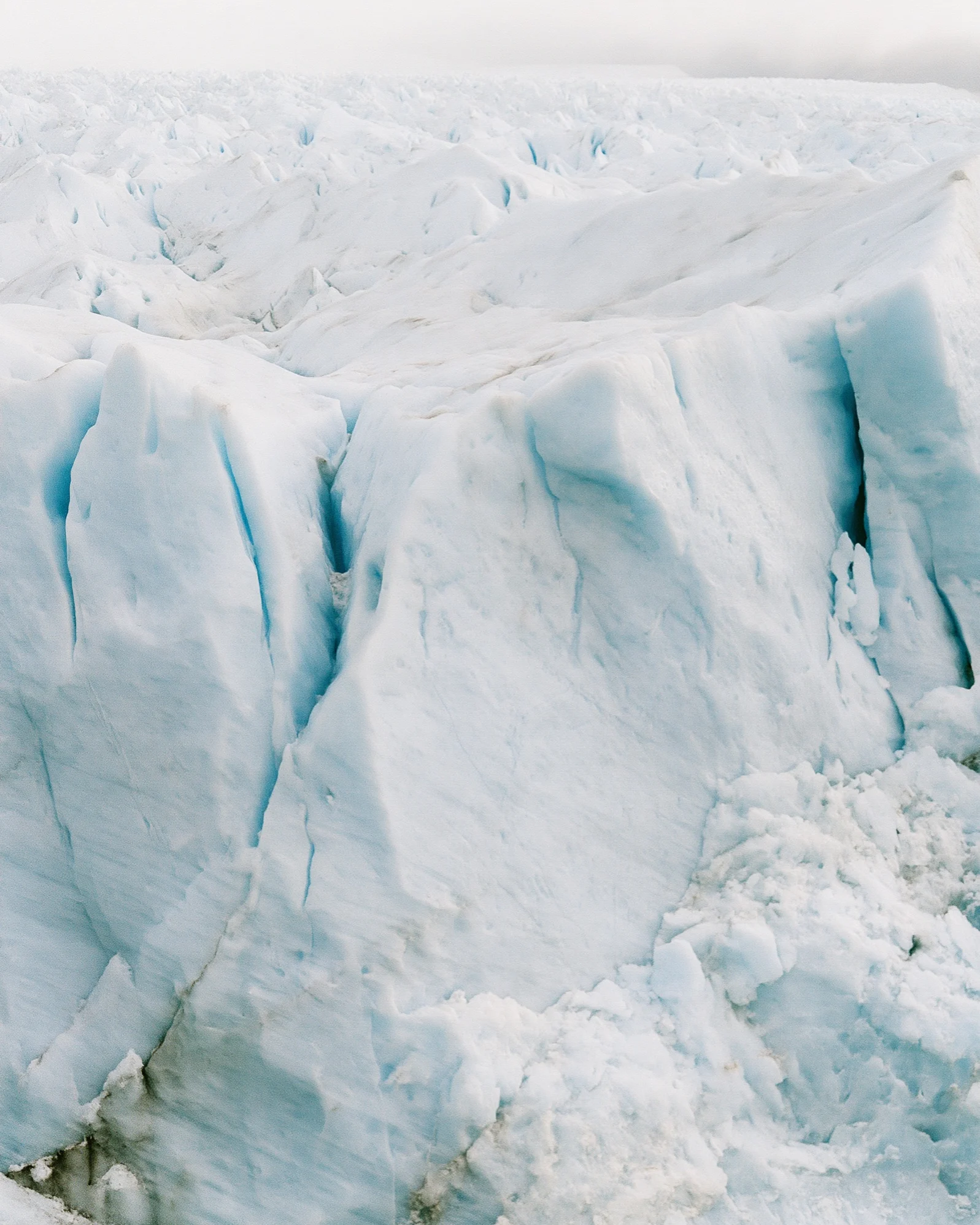 Close-up of blue glacier ice in Patagonia