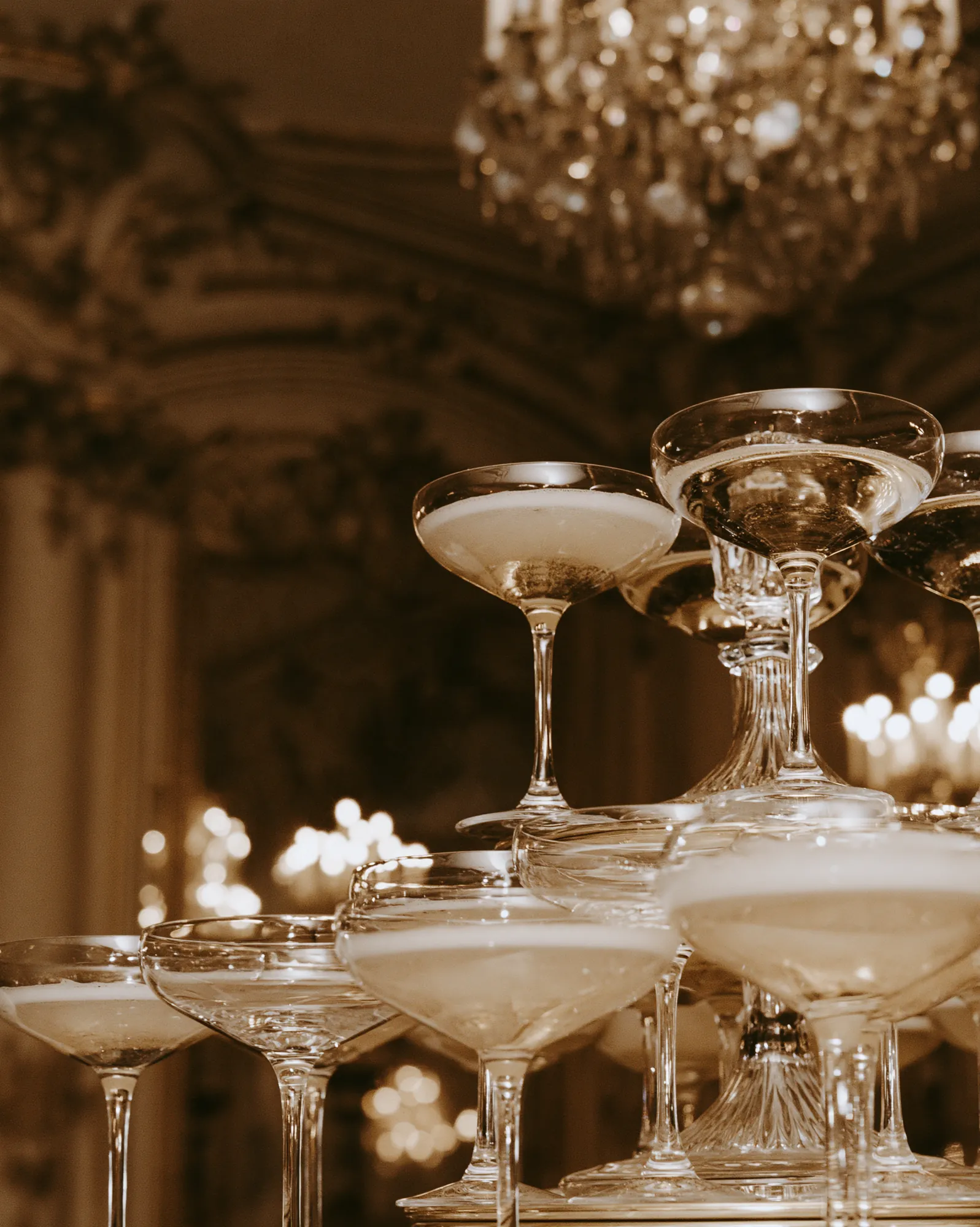 Champagne coupes close-up