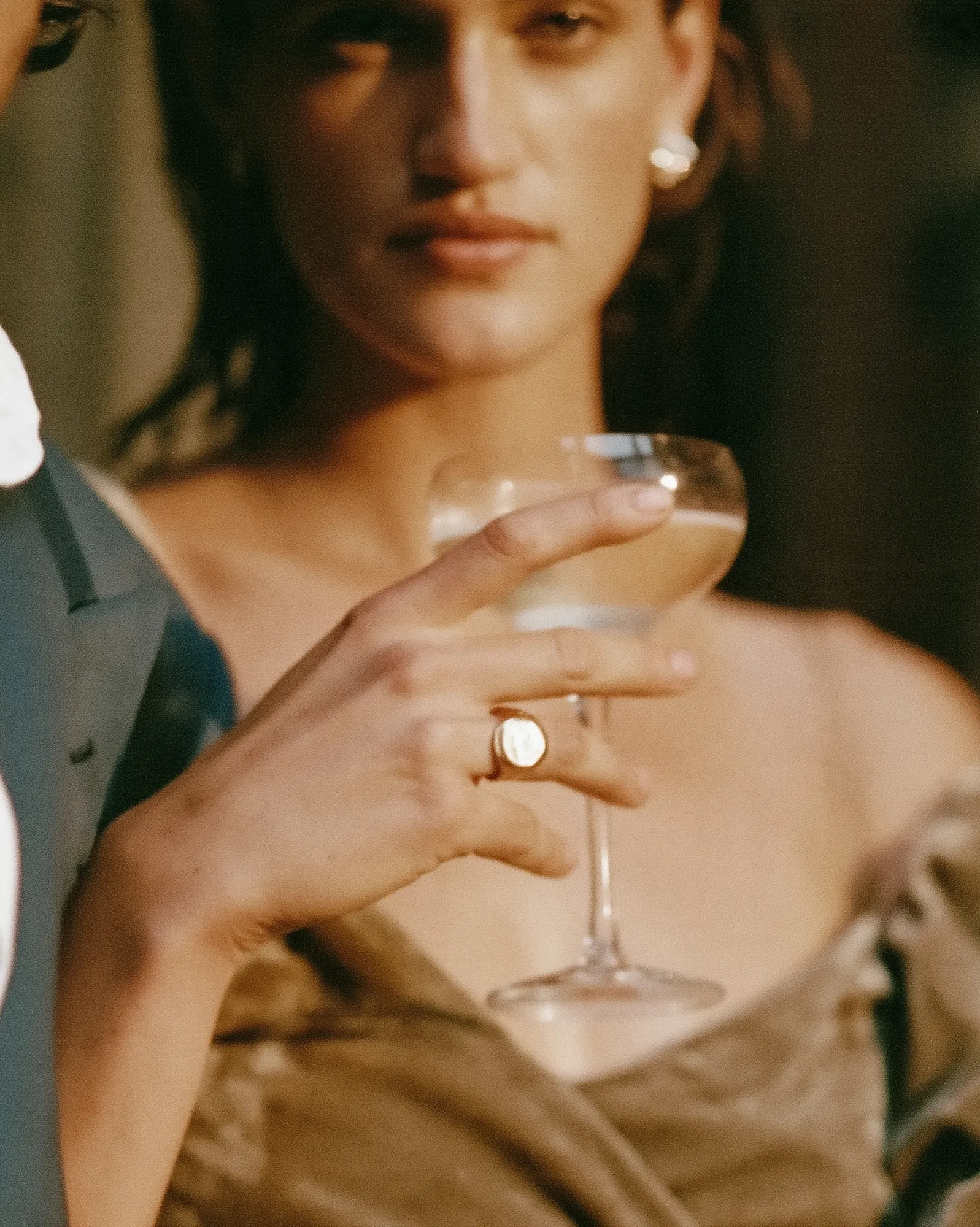 Couple toasting with champagne, close-up