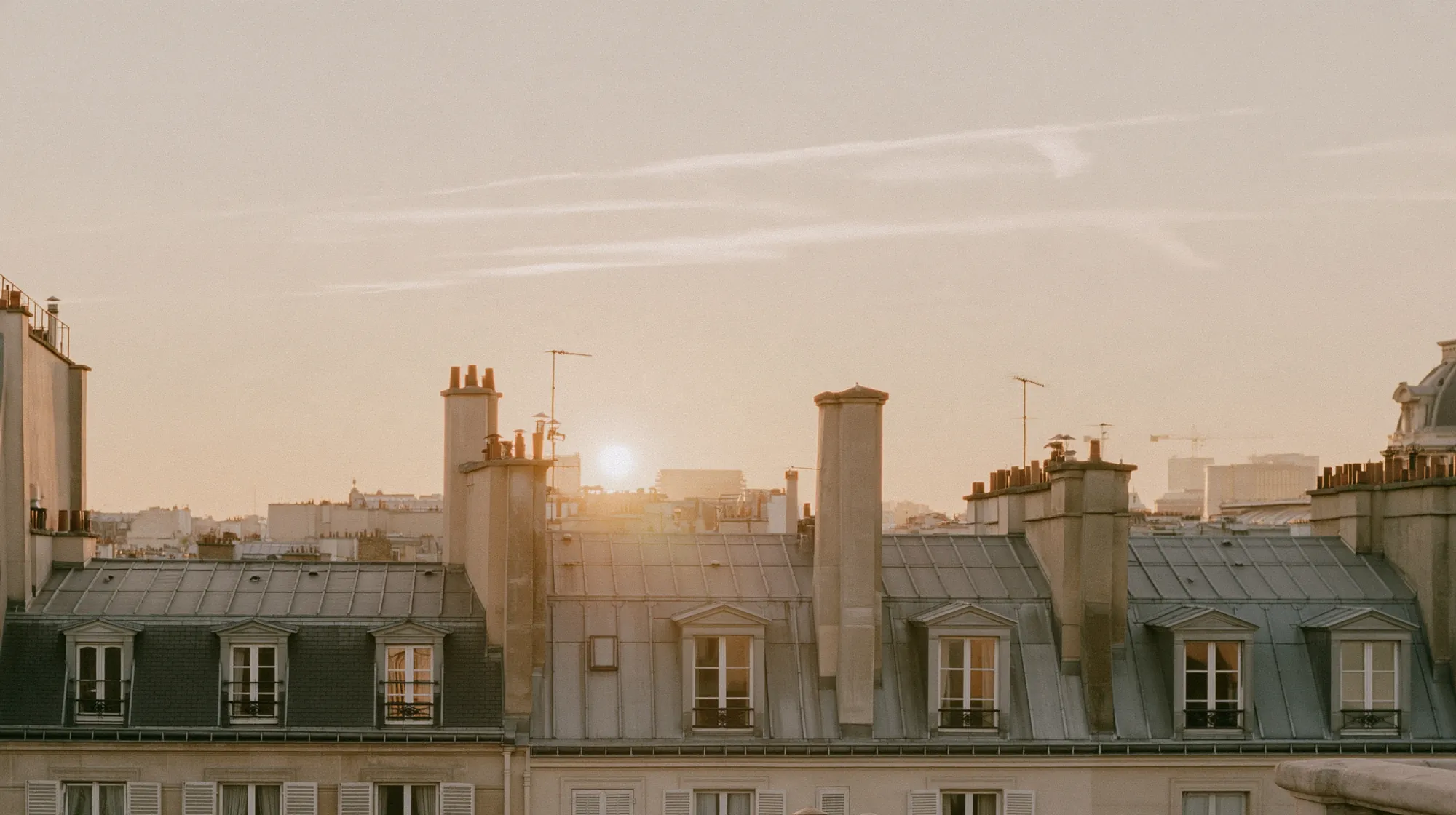 Paris zinc rooftops and chimneys